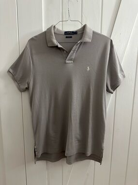 Polo by Ralph Lauren Light Gray Custom Fit Polo Shirt - Size L